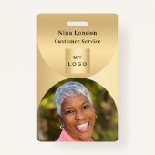 金ゴールド写真名arch QRコードのビジネスロゴ バッジ (正面)