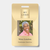 金ゴールド写真名arch QRコードのビジネスロゴ バッジ (正面)