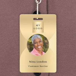 金ゴールド写真名arch QRコードのビジネスロゴ バッジ