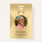 金ゴールド写真名arch QRコードのビジネスロゴ バッジ (正面)