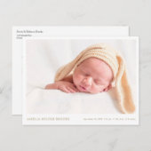 金ゴールド写真新生児少年少女誕生発表 ポストカード (正面/裏面)