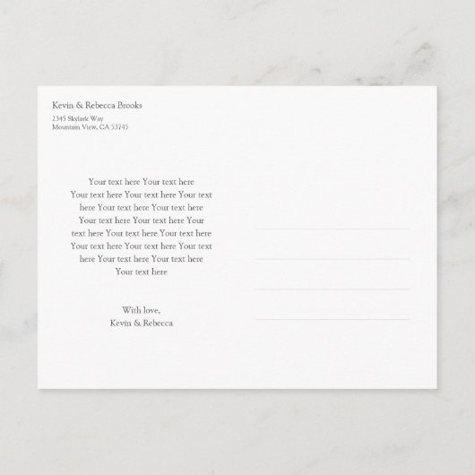 金ゴールド写真新生児少年少女誕生発表 ポストカード (裏面)