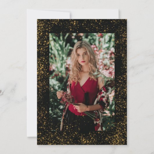 金ゴールド写真看護学校 |卒業式 招待状 (裏面)