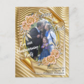 金ゴールド写真紙とエレガントバラ 案内ポストカード (正面)