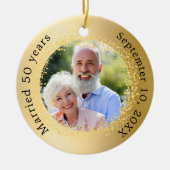 金ゴールド写真50結婚周年 セラミックオーナメント (正面)
