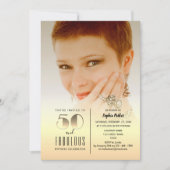 金ゴールド写真50誕生日 招待状 (正面)