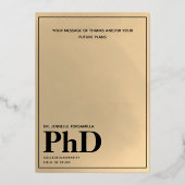 金ゴールド写真PhD卒業発表 箔招待状 (裏面)