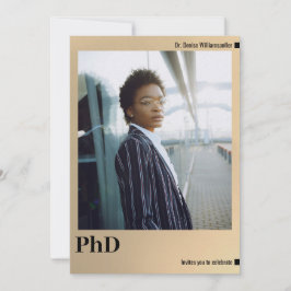 金ゴールド写真PhD卒業 招待状