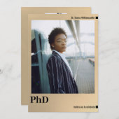 金ゴールド写真PhD卒業 招待状 (正面/裏面)