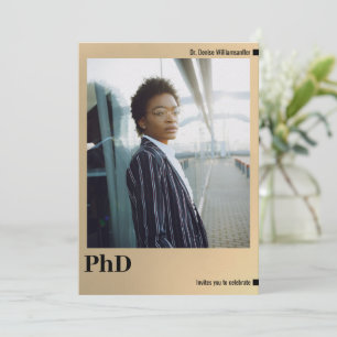 金ゴールド写真PhD卒業 招待状