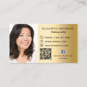 金ゴールド写真Qrコードのソーシャルメディアのアイコン 名刺 (裏面)