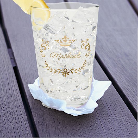 金ゴールド冠パーソナライズされた紋 タンブラーグラス