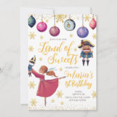 金ゴールド冬くるみ割り誕生日招待状 招待状 (正面)