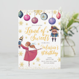 金ゴールド冬くるみ割り誕生日招待状 招待状