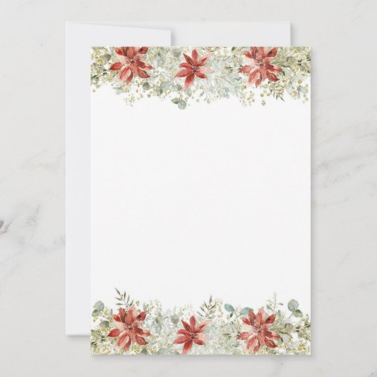 金ゴールド冬のクリスマスオーナメントジョイ赤ちゃんシャワー 招待状 (裏面)