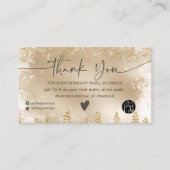 金ゴールド冬のスノーフレークのクリスマスの注文ありがとう 名刺 (正面)