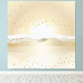 金ゴールド冬の夕焼けの山水反射 キャンバスプリント (インサイチュ (ウッドフロア))