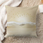 金ゴールド冬の夕焼けの山水反射   クッション (ブランケット)