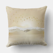 金ゴールド冬の夕焼けの山水反射   クッション (裏面)