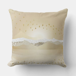 金ゴールド冬の夕焼けの山水反射 クッション