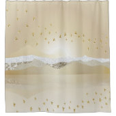 金ゴールド冬の夕焼けの山水反射 シャワーカーテン (正面)