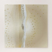 金ゴールド冬の夕焼けの山水反射 ジグソーパズル (横)