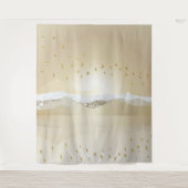 金ゴールド冬の夕焼けの山水反射 タペストリー (正面)