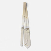 金ゴールド冬の夕焼けの山水反射 ネクタイ (裏面)