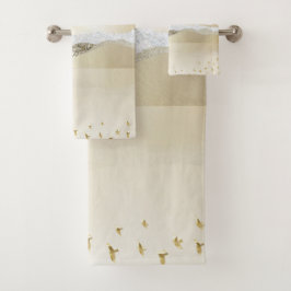 金ゴールド冬の夕焼けの山水反射 バスタオルセット