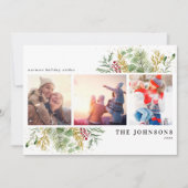 金ゴールド冬の植物の緑の果実の写真 シーズンカード (正面)