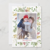 金ゴールド冬の植物の緑の果実の写真 シーズンカード (正面)