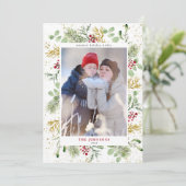 金ゴールド冬の植物の緑の果実の写真 シーズンカード (スタンド正面)