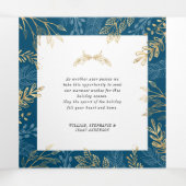 金ゴールド冬の緑のダークブルー4写真クリスマス 三つ折りクリスマスカード (内部中)