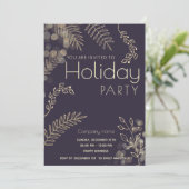 金ゴールド冬の緑企業ののホリデーパーティー 招待状 (スタンド正面)