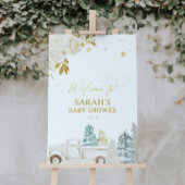 金ゴールド冬の赤ちゃんシャワーまたは誕生日ウェルカムサイン ポスター