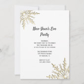 金ゴールド冬の雪片ニューイヤーイブパーティー 招待状 (正面)
