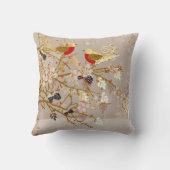 金ゴールド冬の雪鳥の国クリスマス クッション (裏面)