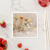 金ゴールド冬の雪鳥の国クリスマス スタンダードカクテルナプキン (インサイチュ)