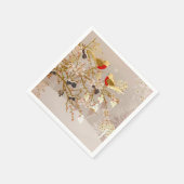 金ゴールド冬の雪鳥の国クリスマス スタンダードカクテルナプキン (角)