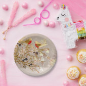 金ゴールド冬の雪鳥の国クリスマス ペーパープレート (パーティー)