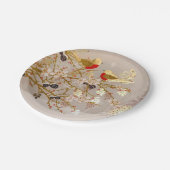 金ゴールド冬の雪鳥の国クリスマス ペーパープレート (アングル)