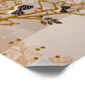 金ゴールド冬の雪鳥の国クリスマス ポスター (角)