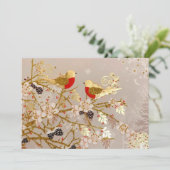 金ゴールド冬の雪鳥の国クリスマス 案内状 (スタンド正面)