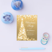金ゴールド冬クリスマスツリー招待状プログラムメニュー チラシ (シングル)