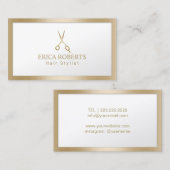 金ゴールド切断美容師美しいサロン金ゴールド枠 名刺 (正面/裏面)