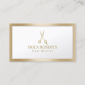 金ゴールド切断美容師美しいサロン金ゴールド枠 名刺 (正面)