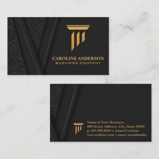 金ゴールド列アイコン |財務企業の情報 名刺 (正面/裏面)