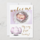 金ゴールド初のイースターウェルカムフォトベビー誕生 案内状 (正面)