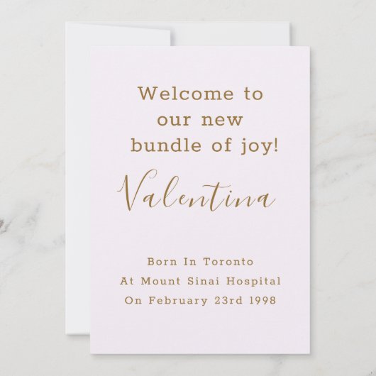 金ゴールド初のイースターウェルカムフォトベビー誕生 案内状 (裏面)