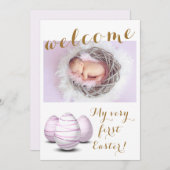 金ゴールド初のイースターウェルカムフォトベビー誕生 案内状 (正面/裏面)